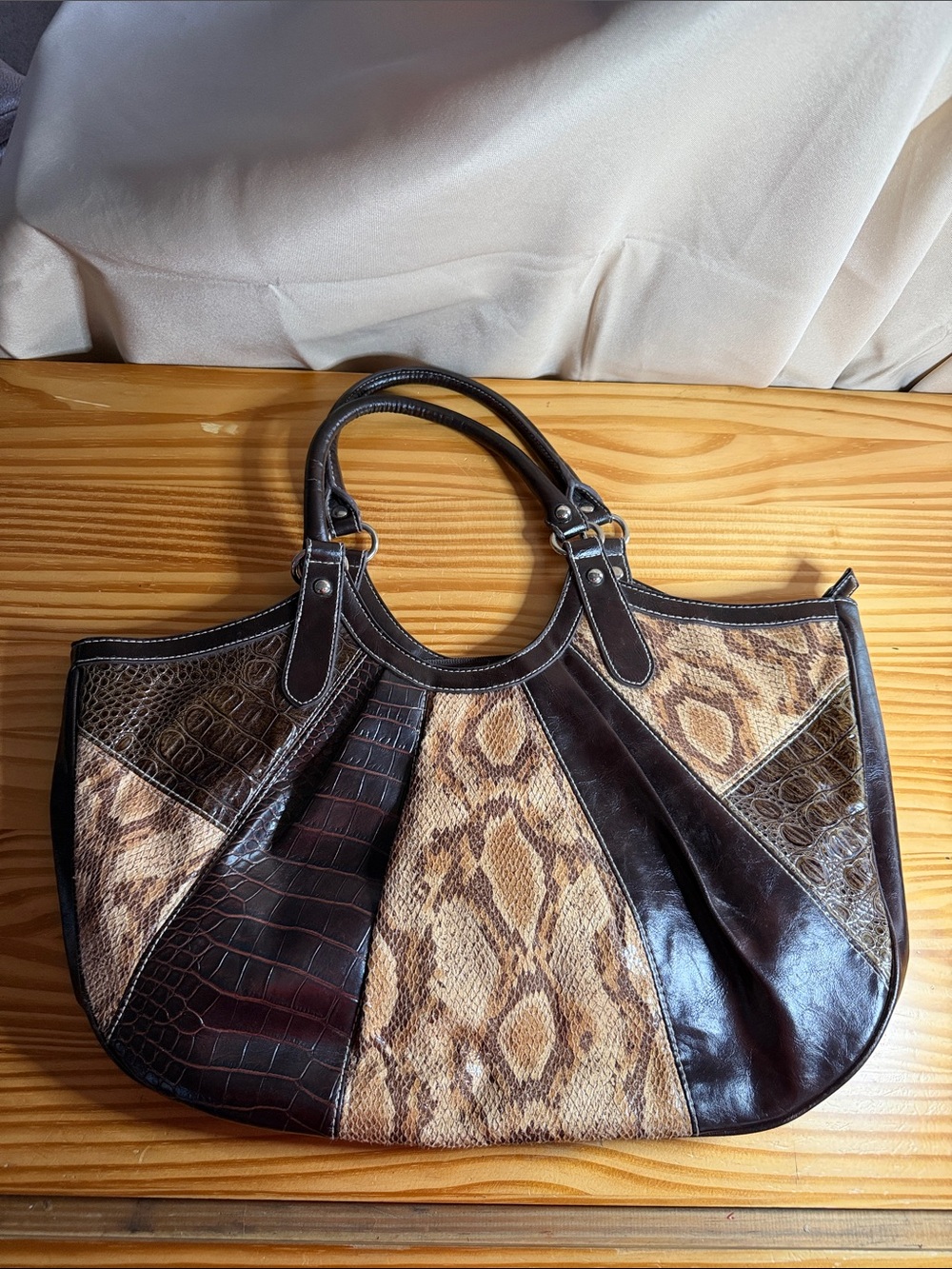 Vintage Sag Harbor Y2K Patchwork Faux Reptile Shoulder Bag